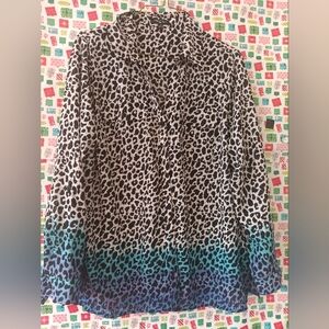 Notations Animal Print Shirt with Blue Gradient